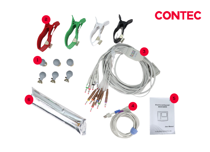 Electrocardiografo: Electrodos de pecho (ventosas): un set de 6 unidades