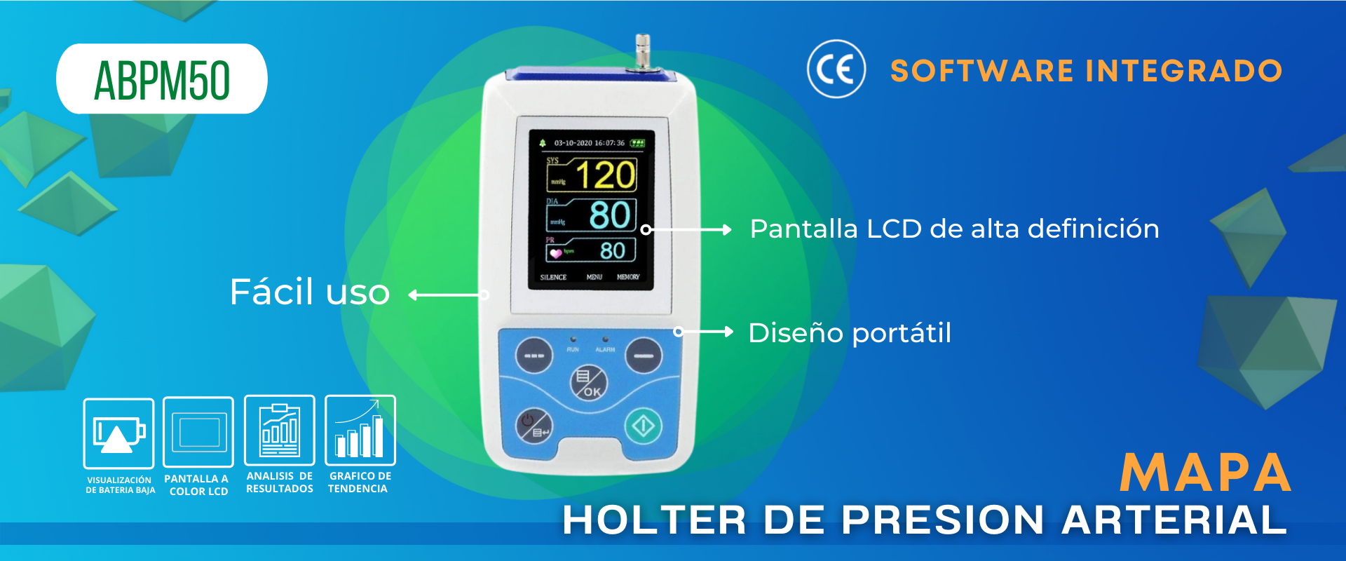 Holter: Interfaz compacta y portátil, fácil de usar Software. Conexión a PC. Con diseño portatil