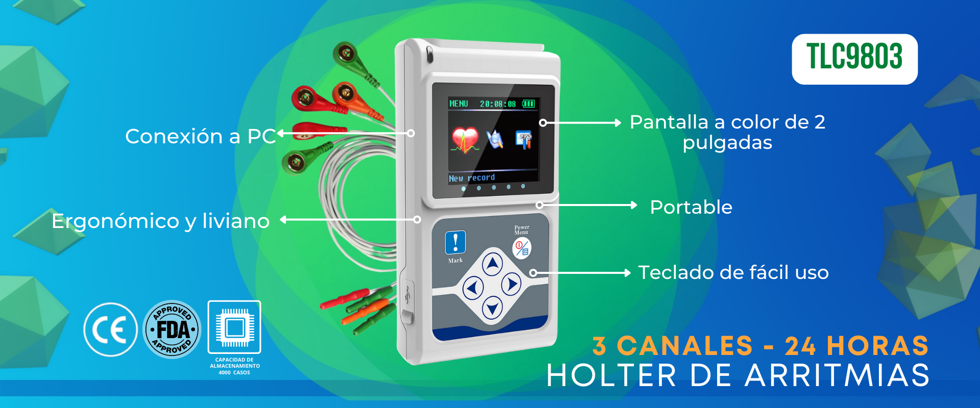 Holter: Sistema de monitorización de arritmias cardíacas compacto, completo y funcional. 