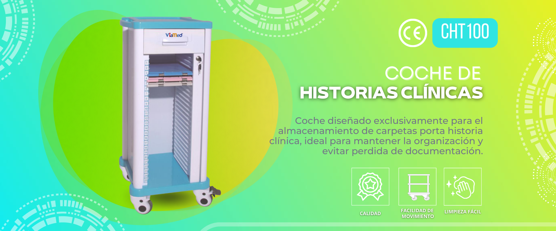 Coche de historias clínicas: Diseñado exclusivamente para el almacenamiento de carpetas porta historia clínica, ideal para mantener la organización y evitar perdida de documentación