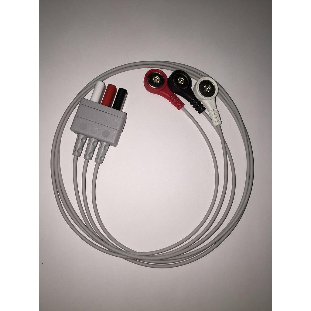 ECG 3 leads cable terminal, pediatrico, snap, TPU, AHA para D100, Advanced