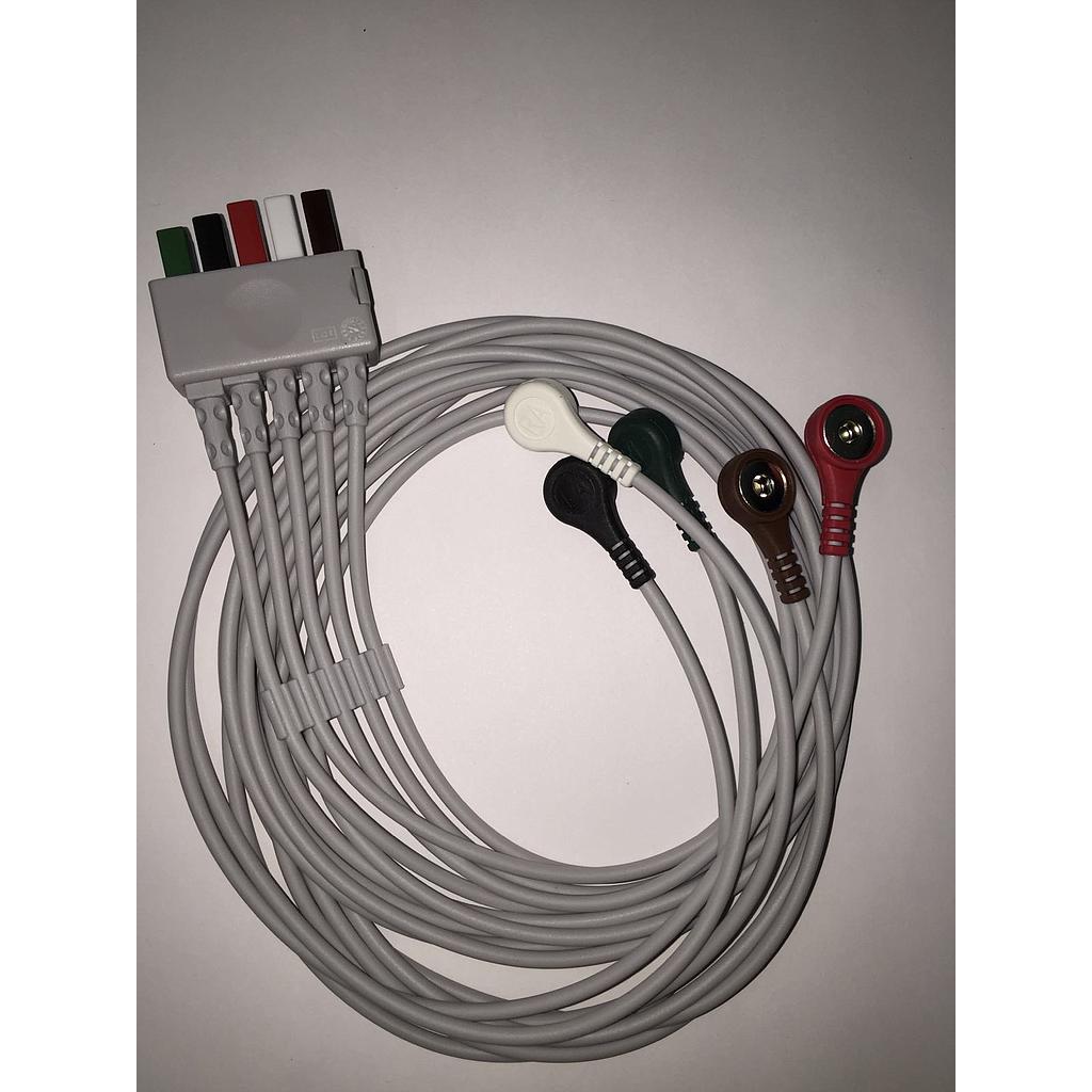 ECG 5 leads cable terminal, Adulto, snap, TPU, AHA para D100, Advanced