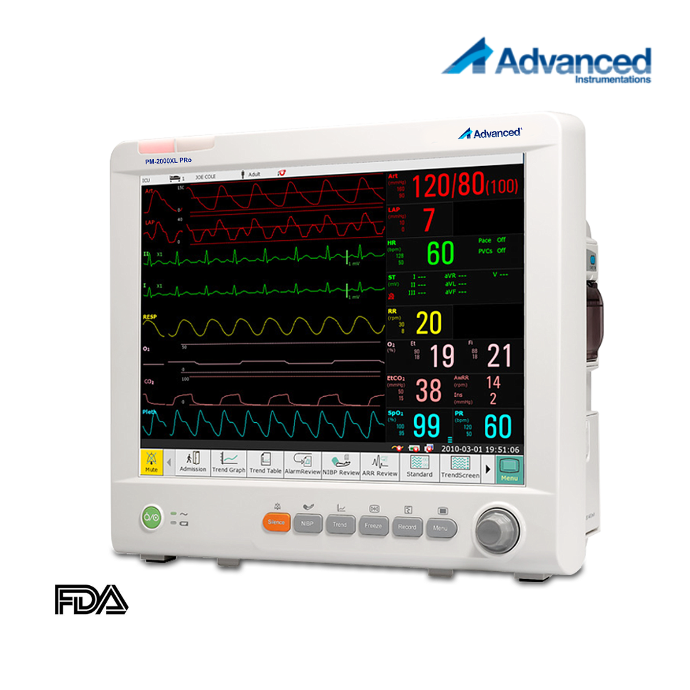 Monitor multiparametros 12" PM2000XLplus + IBP + CO2 respironics, Advanced